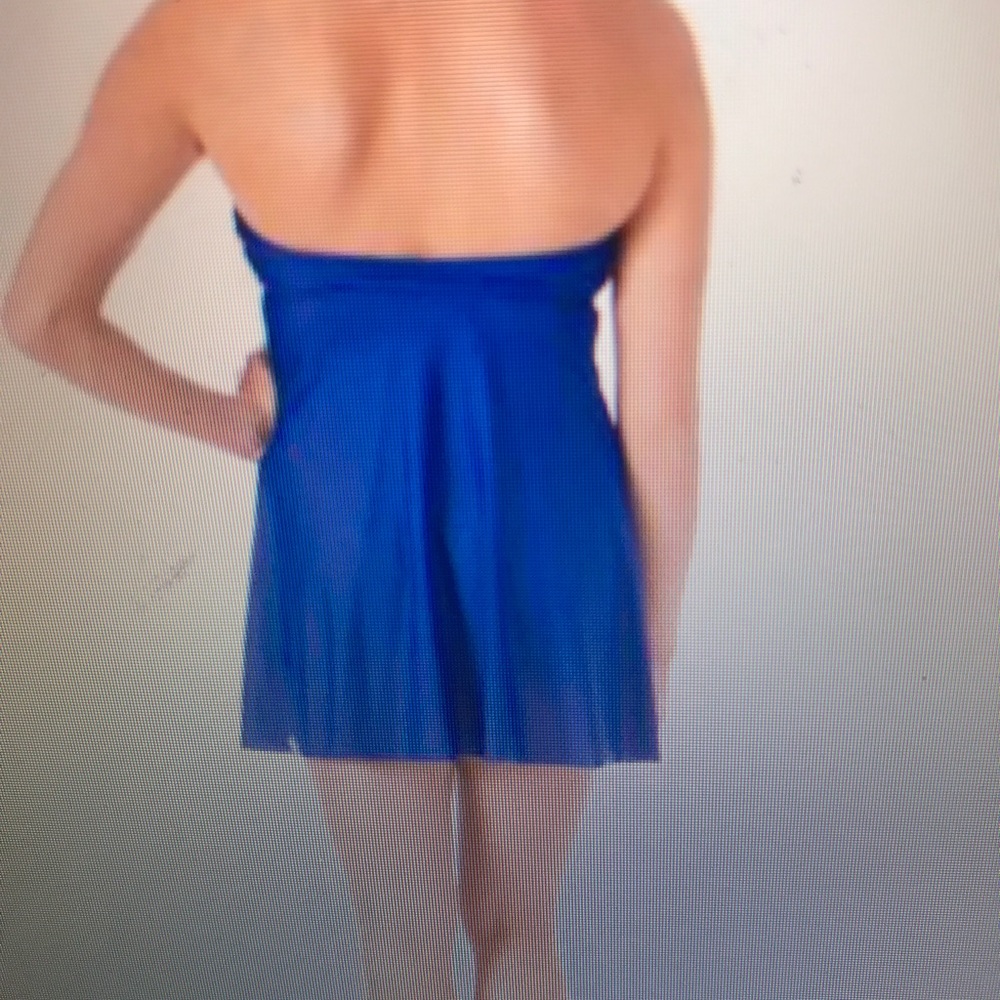 New Eco strapless bandeau shirt blue swim coverup - Picture 2 of 6